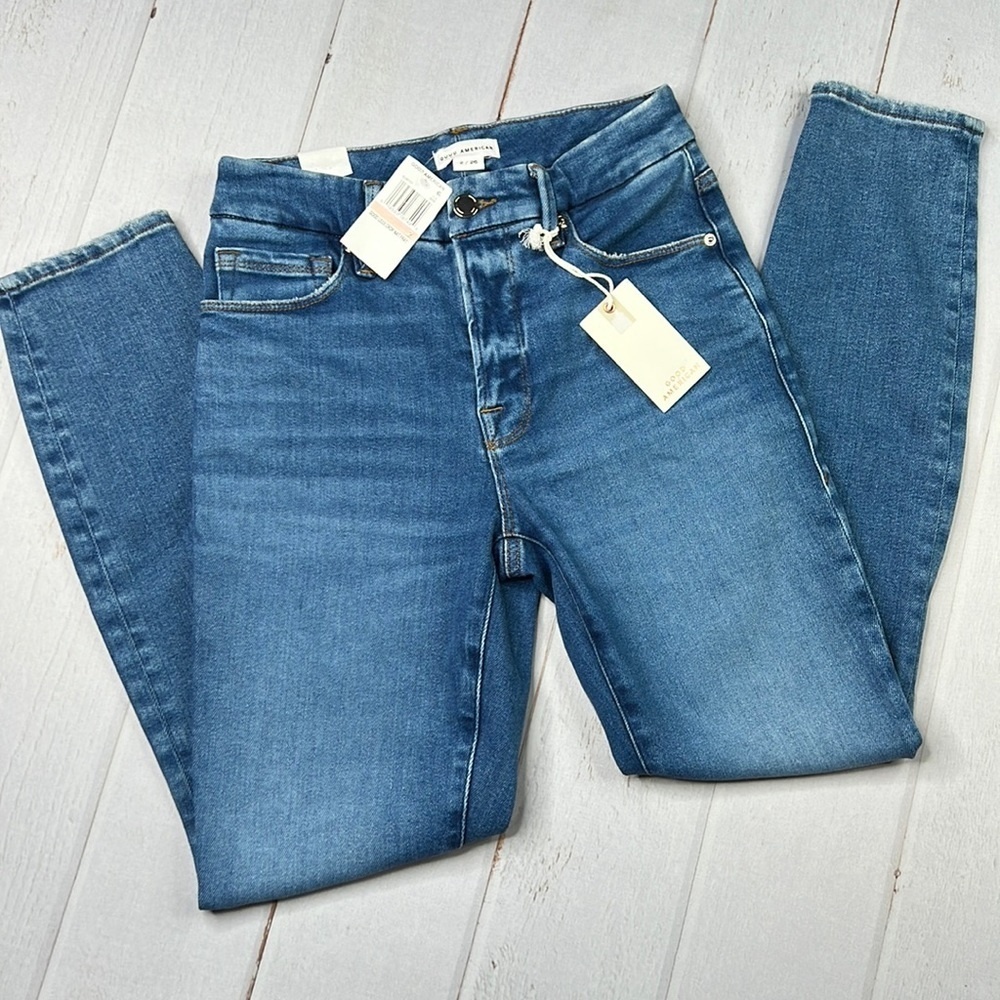 NWT - Good American - Good Legs High Rise Ripped Skinny Crop Jeans - Size 2/26